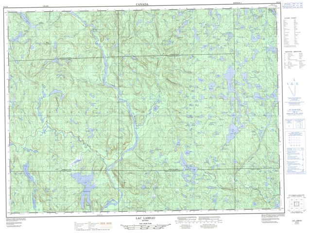Lac Lareau Topographic Paper Map 032A04 at 1:50,000 scale