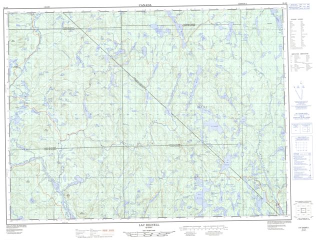 Lac Bignell Topographic Paper Map 032A05 at 1:50,000 scale