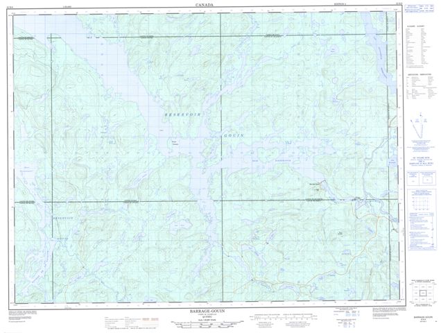 Barrage-Gouin Topographic Paper Map 032B08 at 1:50,000 scale