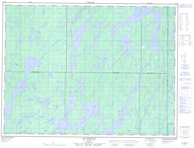 Lac Mesplet Topographic Paper Map 032B13 at 1:50,000 scale