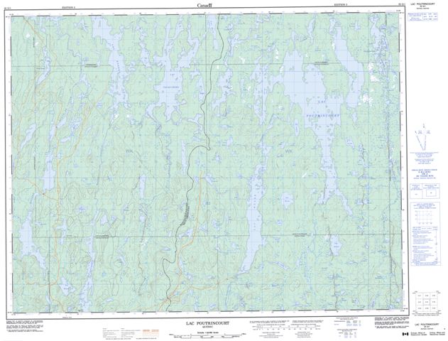 Lac Poutrincourt Topographic Paper Map 032G01 at 1:50,000 scale