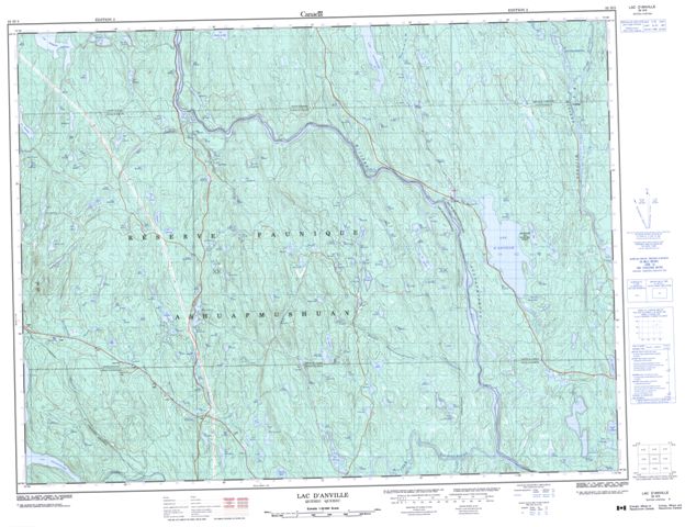 Lac D'Anville Topographic Paper Map 032H03 at 1:50,000 scale