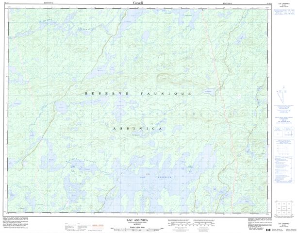 Lac Assinica Topographic Paper Map 032J11 at 1:50,000 scale