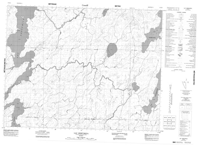 Lac Soscumica Topographic Paper Map 032K03 at 1:50,000 scale