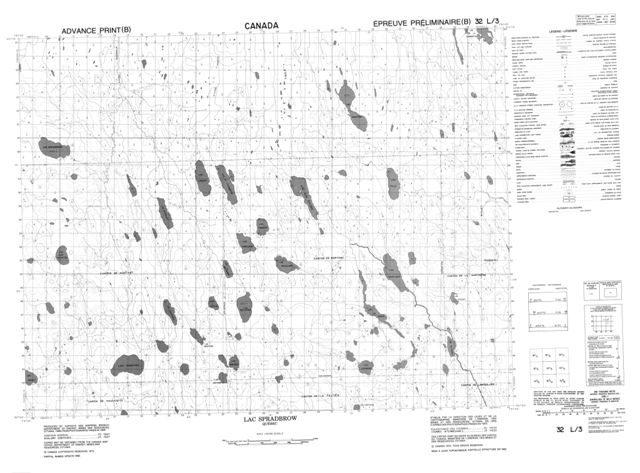 Lac Spradbrow Topographic Paper Map 032L03 at 1:50,000 scale