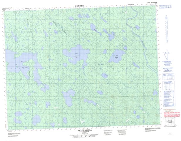 Lac Obamsca Topographic Paper Map 032L08 at 1:50,000 scale
