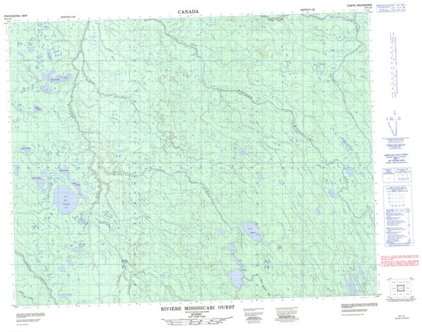 Riviere Missisicabi Ouest Topographic Paper Map 032L10 at 1:50,000 scale