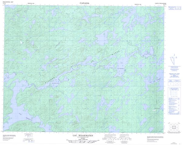 Lac Weakwaten Topographic Paper Map 032O04 at 1:50,000 scale