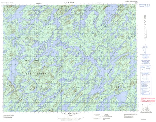 Lac Bellinger Topographic Paper Map 032O08 at 1:50,000 scale
