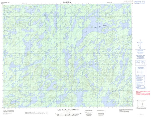 Lac Cawachagamite Topographic Paper Map 032O09 at 1:50,000 scale