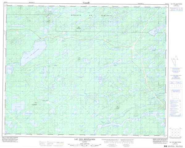 Lac Des Montagnes Topographic Paper Map 032O12 at 1:50,000 scale