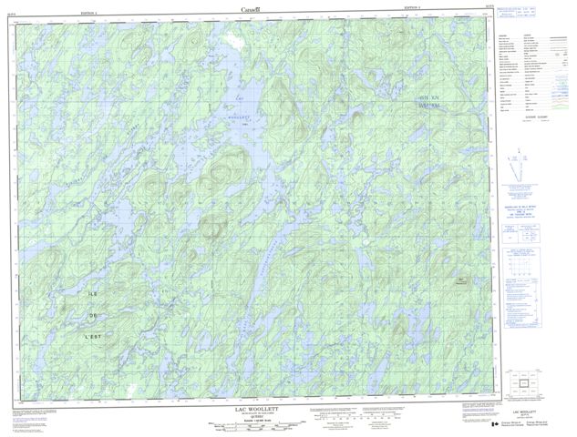 Lac Woollett Topographic Paper Map 032P05 at 1:50,000 scale