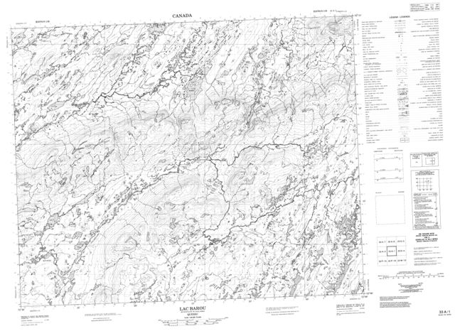 Lac Barou Topographic Paper Map 033A01 at 1:50,000 scale