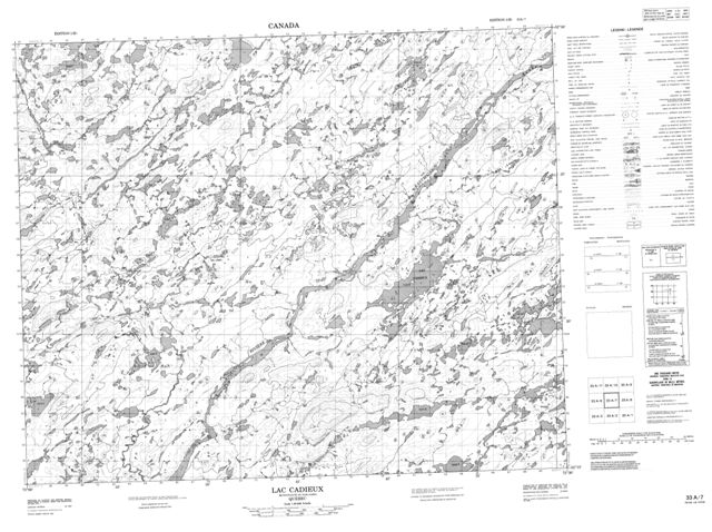 Lac Cadieux Topographic Paper Map 033A07 at 1:50,000 scale