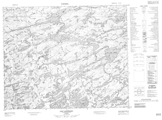 Lac Lanfranc Topographic Paper Map 033A13 at 1:50,000 scale
