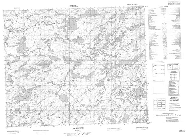 Lac Pigeon Topographic Paper Map 033A15 at 1:50,000 scale