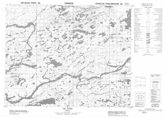 Lac Natel Topographic Paper Map 033B04 at 1:50,000 scale