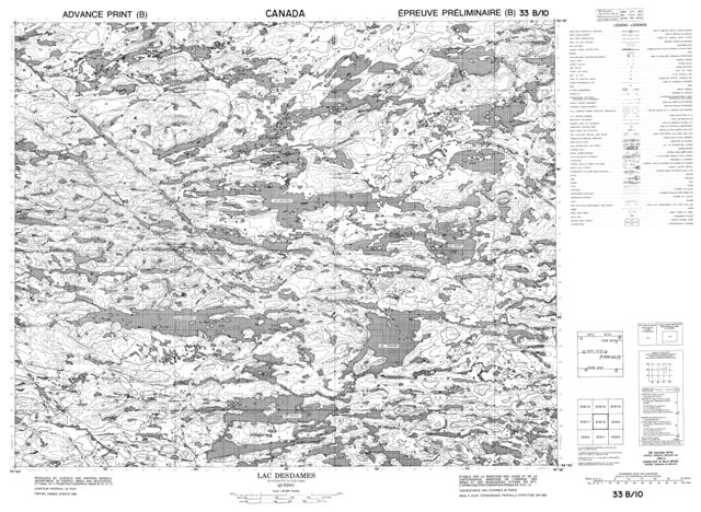 Lac Desdames Topographic Paper Map 033B10 at 1:50,000 scale