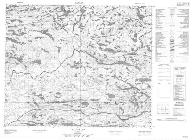 Lac Dullos Topographic Paper Map 033B13 at 1:50,000 scale