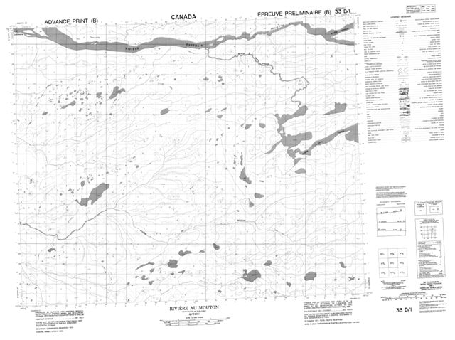 Riviere Au Mouton Topographic Paper Map 033D01 at 1:50,000 scale