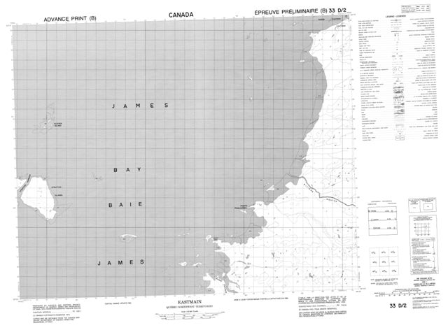 Eastmain Topographic Paper Map 033D02 at 1:50,000 scale