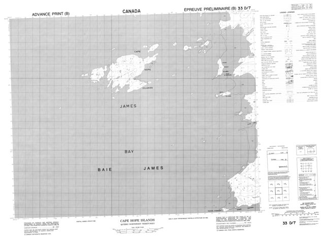 Cape Hope Islands Topographic Paper Map 033D07 at 1:50,000 scale