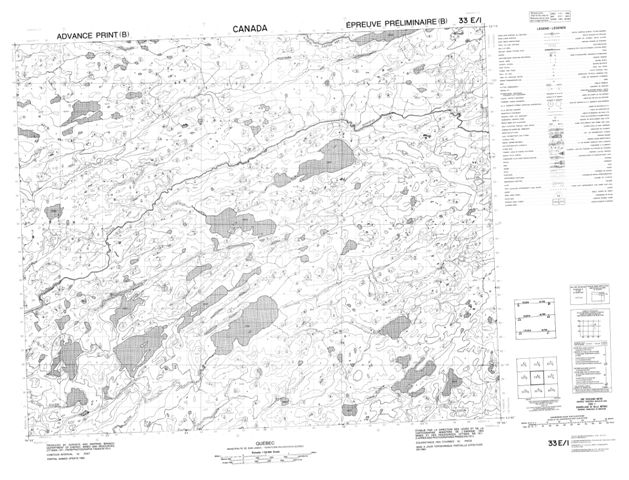  Topographic Paper Map 033E01 at 1:50,000 scale