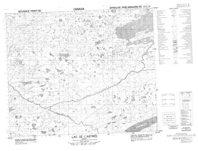 Lac De L'Astree Topographic Paper Map 033E08 at 1:50,000 scale