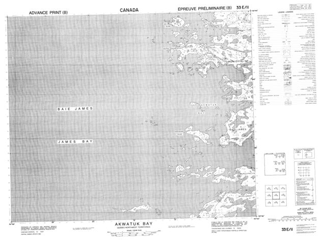 Akwatuk Bay Topographic Paper Map 033E11 at 1:50,000 scale