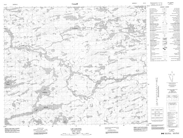 Lac Lakanal Topographic Paper Map 033G01 at 1:50,000 scale