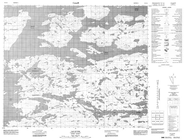 Lac Guyer Topographic Paper Map 033G11 at 1:50,000 scale