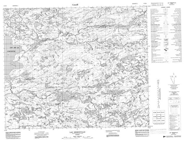 Lac Semonville Topographic Paper Map 033H05 at 1:50,000 scale