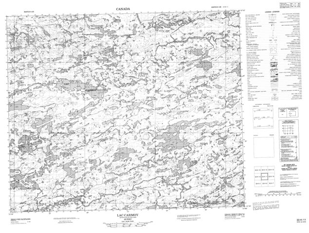Lac Carmoy Topographic Paper Map 033H11 at 1:50,000 scale