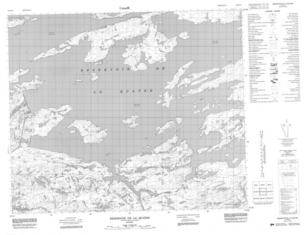 Reservoir De Lg Quatre Topographic Paper Map 033H14 at 1:50,000 scale