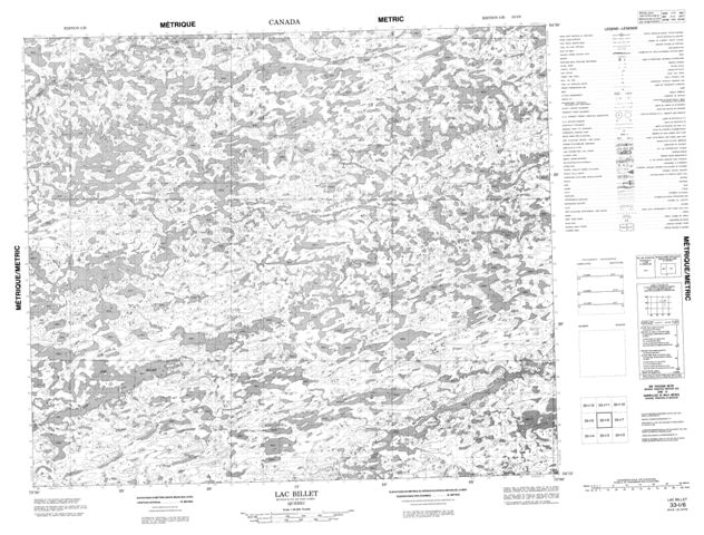 Lac Billet Topographic Paper Map 033I06 at 1:50,000 scale