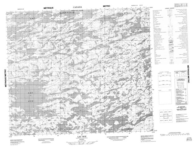 Lac Roz Topographic Paper Map 033I15 at 1:50,000 scale