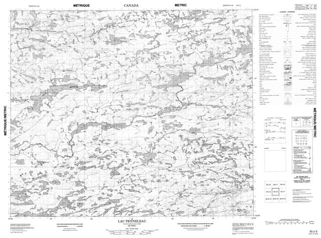 Lac Penneleau Topographic Paper Map 033J02 at 1:50,000 scale