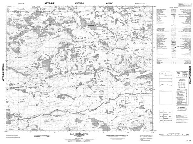 Lac Destrampes Topographic Paper Map 033J03 at 1:50,000 scale