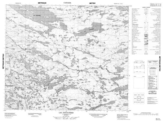 Lac Nougueres Topographic Paper Map 033J04 at 1:50,000 scale