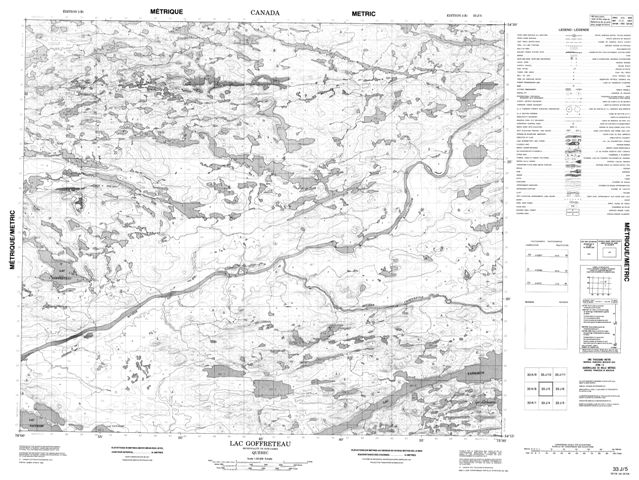 Lac Goffreteau Topographic Paper Map 033J05 at 1:50,000 scale
