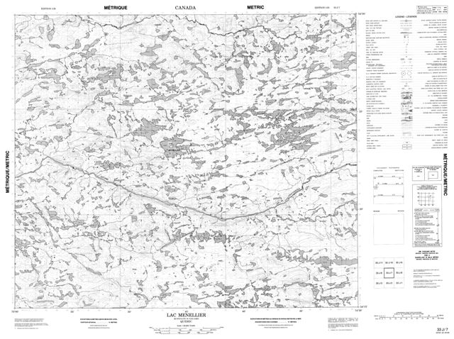 Lac Menellier Topographic Paper Map 033J07 at 1:50,000 scale