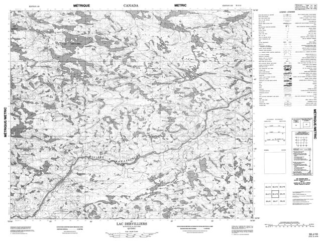 Lac Dervilliers Topographic Paper Map 033J10 at 1:50,000 scale
