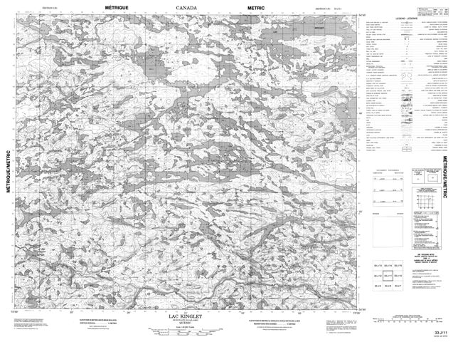 Lac Kinglet Topographic Paper Map 033J11 at 1:50,000 scale