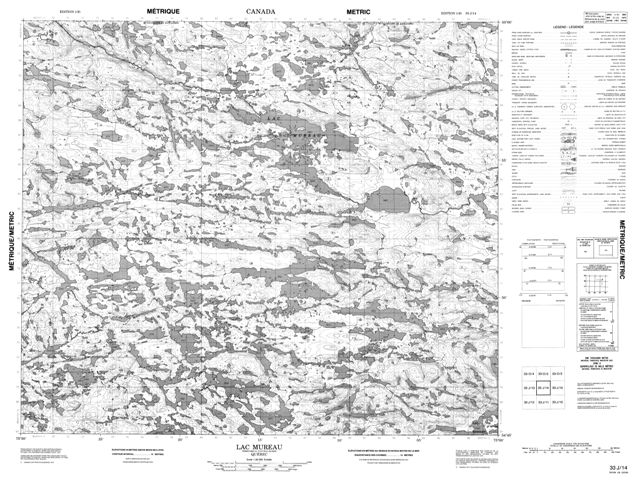 Lac Mureau Topographic Paper Map 033J14 at 1:50,000 scale
