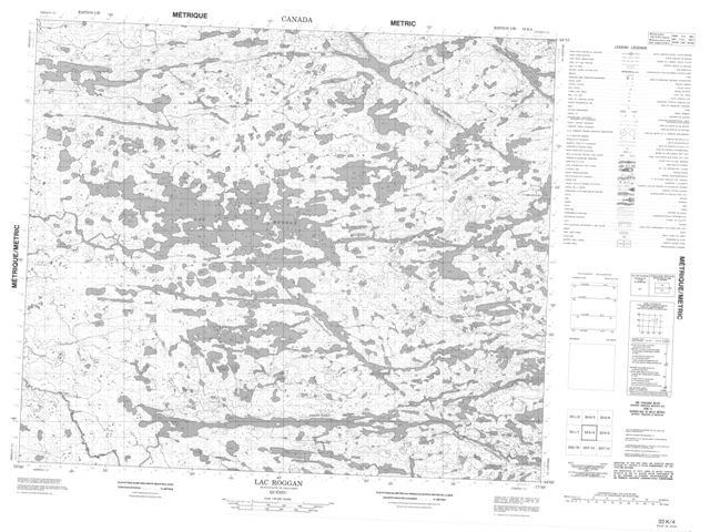Lac Roggan Topographic Paper Map 033K04 at 1:50,000 scale