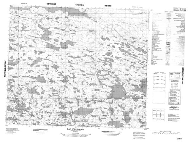 Lac Awahagats Topographic Paper Map 033K06 at 1:50,000 scale