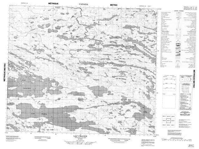 Lac Craven Topographic Paper Map 033K07 at 1:50,000 scale