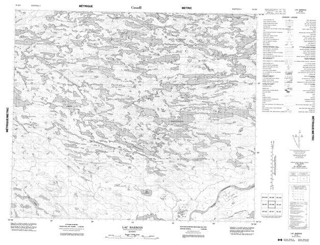 Lac Barrois Topographic Paper Map 033K08 at 1:50,000 scale