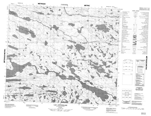 Lac Atichikami Topographic Paper Map 033K12 at 1:50,000 scale