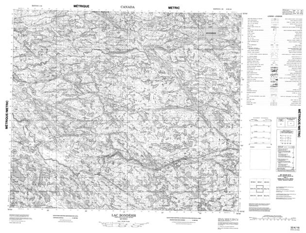 Lac Bondesir Topographic Paper Map 033K16 at 1:50,000 scale